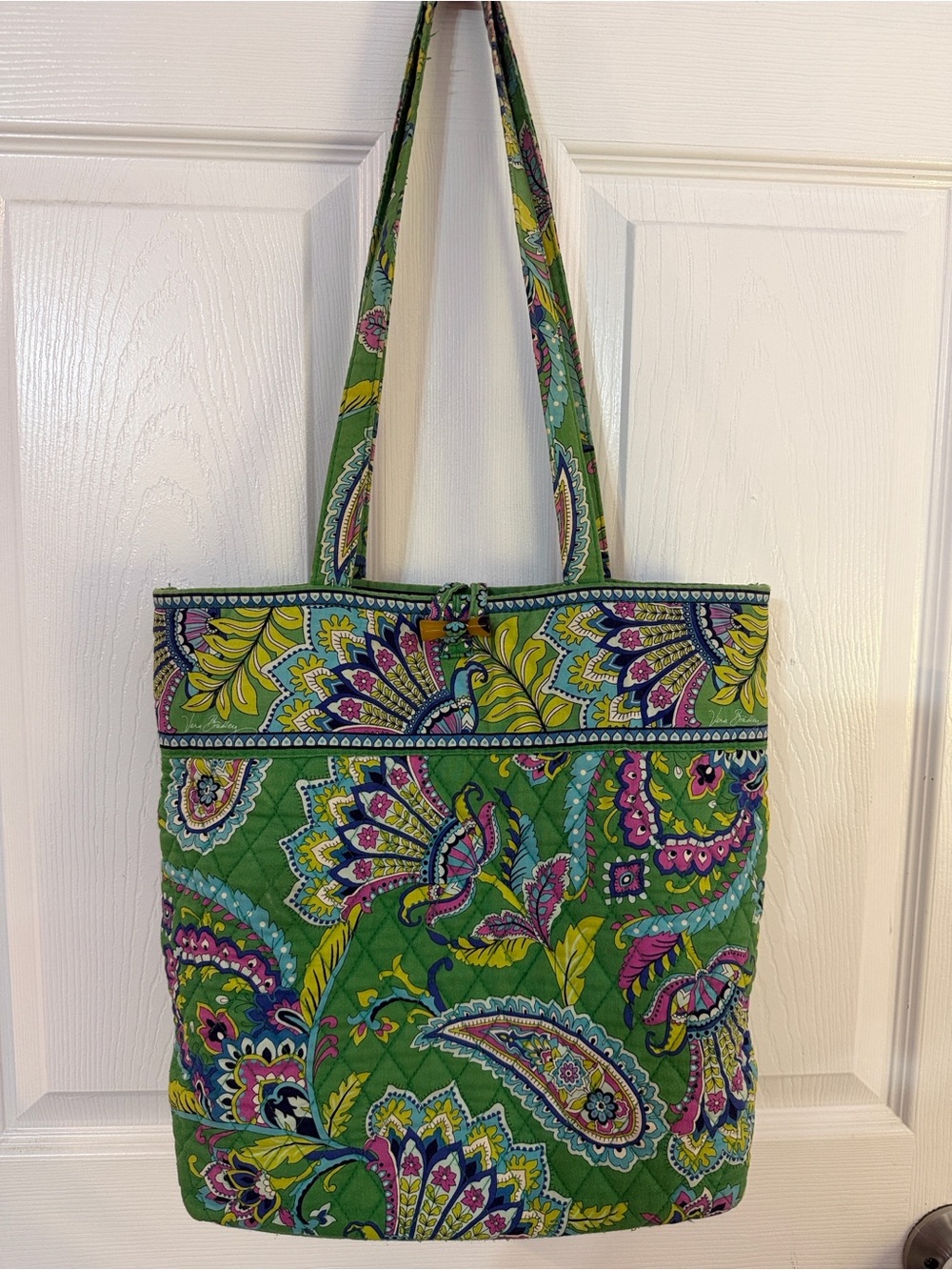 Vera Bradley Quilted Cotton “Emerald Paisley” Tote-Retired